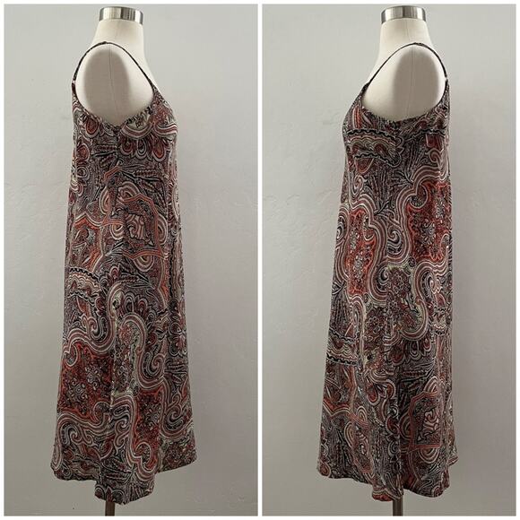 Flax Sleeveless Dress Button Up Top 2 Piece Set Linen Quiet Luxury Paisley Small - Picture 8 of 13